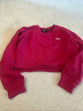 DKNY Cropped Sweatshirt in Deep Berry